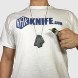 Holding Straight Knife with Necklace